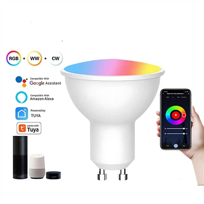 لامپ های LED سنسور هوشمند RGB CW: 5-9 وات، GU10/MR16، کاهش نور صدا/وای فای/بلوتوث